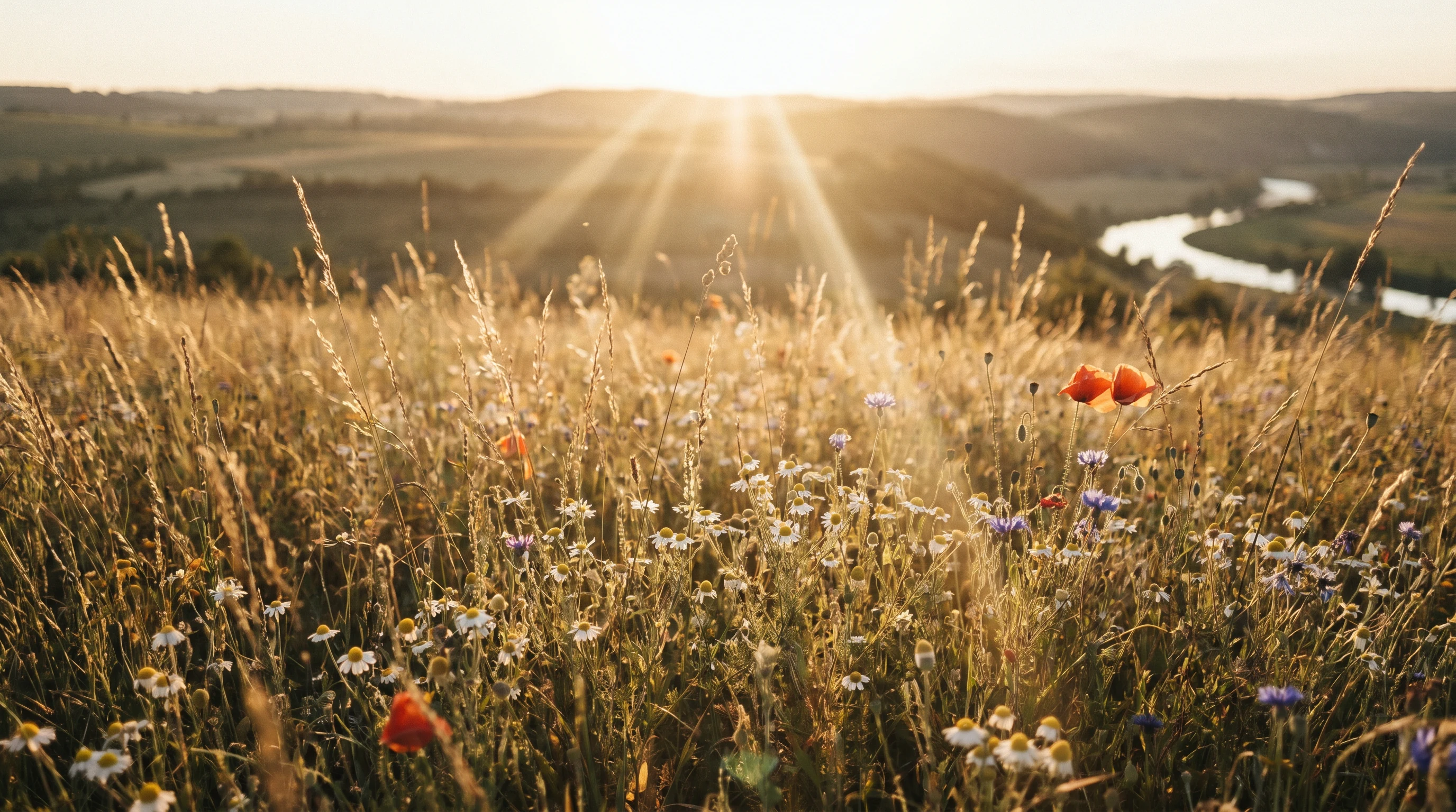 Wildblumenwiese im Gegenlicht — Natur als Heilerin
