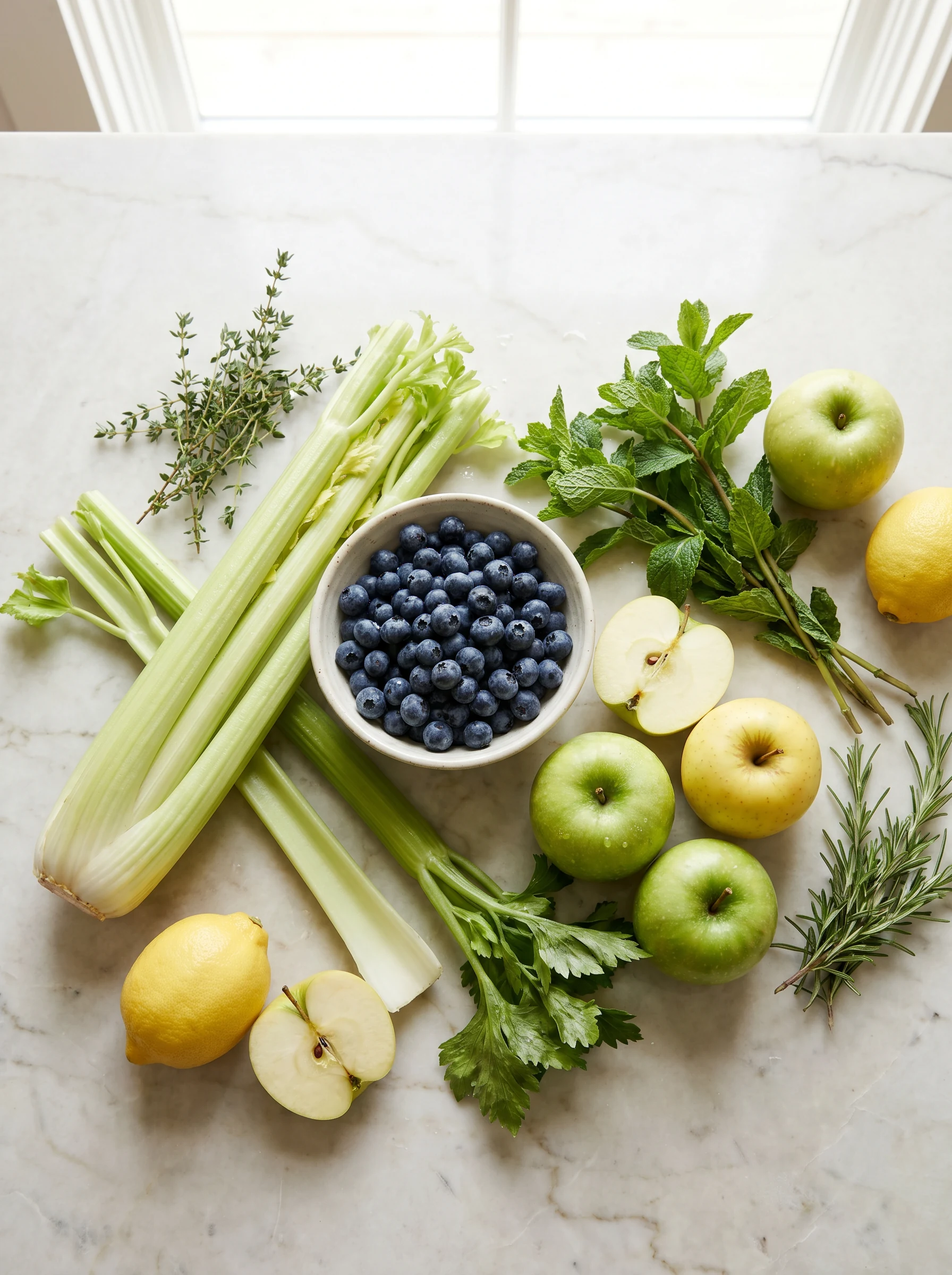 Frisches Bio-Gemüse und Obst auf Marmor — Ernährung als Medizin